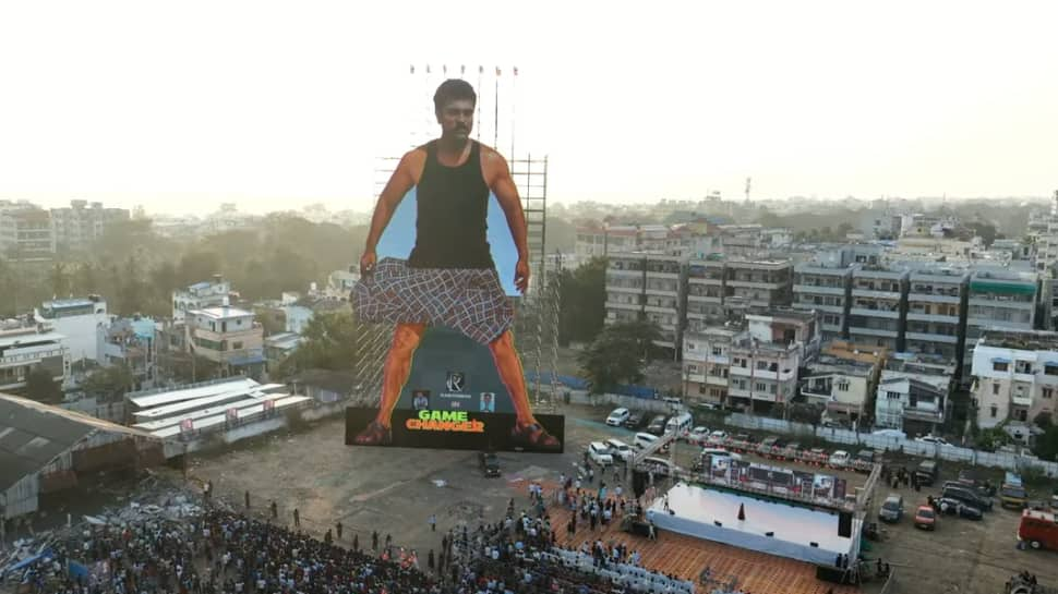 Fans Celebrate Ram Charans Stardom With Massive 256-Foot Cutout Ahead Of Game Changer Release